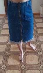 Юбка джинсовая миди 44р. М синяя с молнией