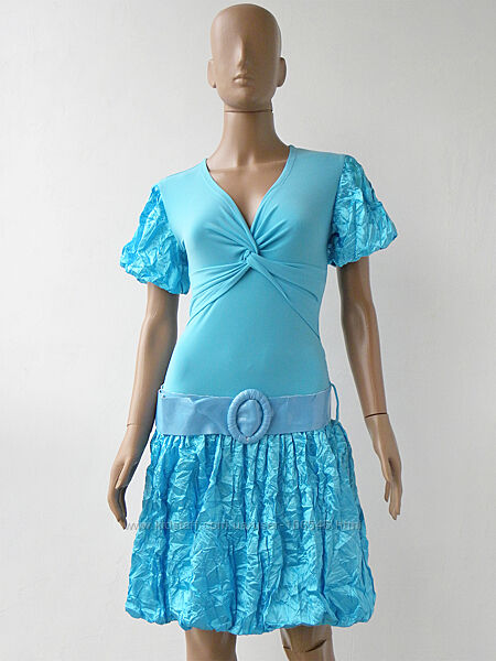Оригінальне комбіноване плаття блакитного кольору. Розмір М.