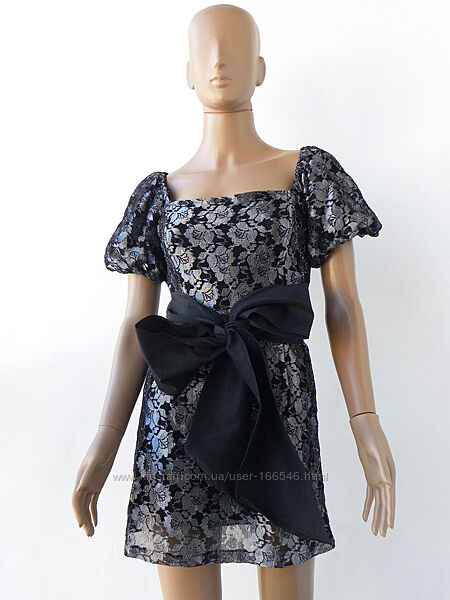 Нарядне плаття зі сріблясто-чорних кружев 46 розмір 40-й євророзмір.