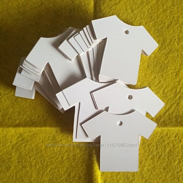 Бирки картонные в форме футболок для одежды 60 штук