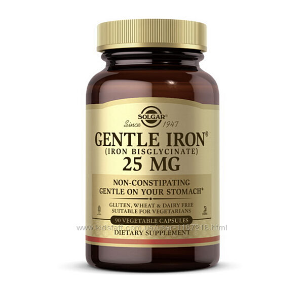 Solgar Gentle Iron 25 mg Iron Bisglycinate железо  солгар 60шт