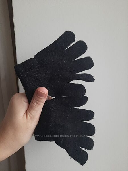 Чорні дитячі перчатки з сірим люрексом