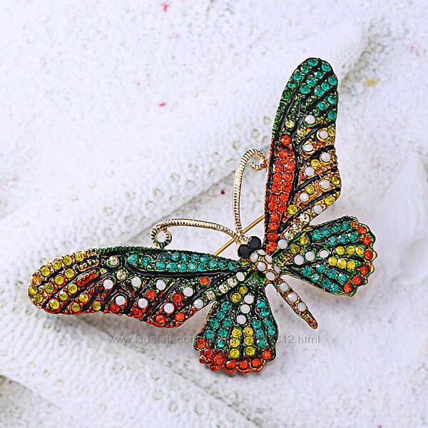 Женская Брошь в виде бабочки, с кристаллами