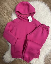 Детский теплый костюм стиль Zara малина 