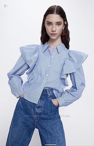 Zara рубашка с воланами размер м