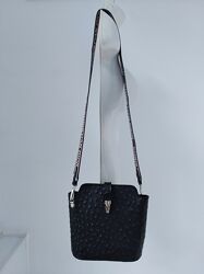 Кожаная сумочка с тиснением под страуса Genuine leather, Италия.