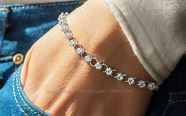 Срібний браслет Ніжність с кубічним цирконієм