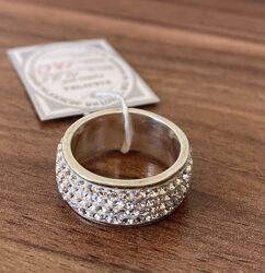 Срібна каблучка з білими кристалами Swarovski