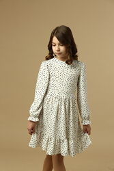 Дитяче плаття біле в горох софт розмір 110,116,122,146