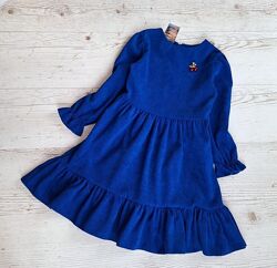Дитяче плаття Аманда, мікровельвет, колір синій. Розмір 110,116,122