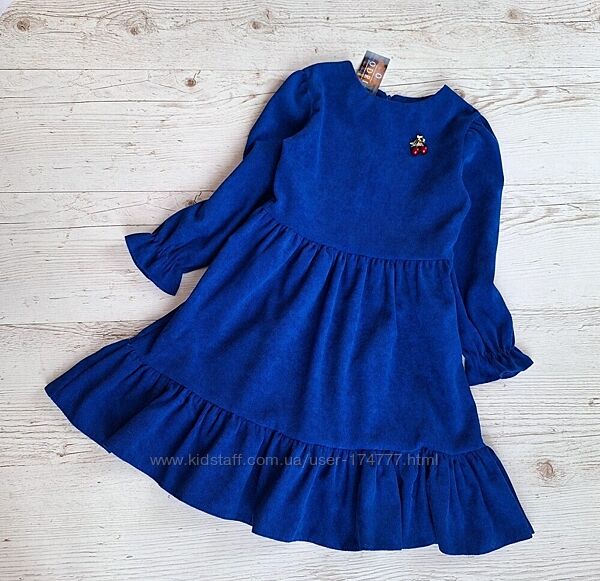 Дитяче плаття Аманда, мікровельвет, колір синій. Розмір 110,116,122,128,134