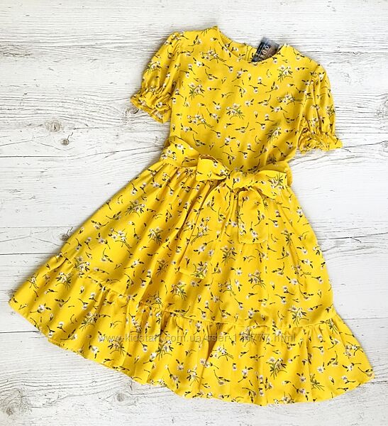 Дитяча яскрава сукня на літо колір жовтий, тканина натуральна штапель