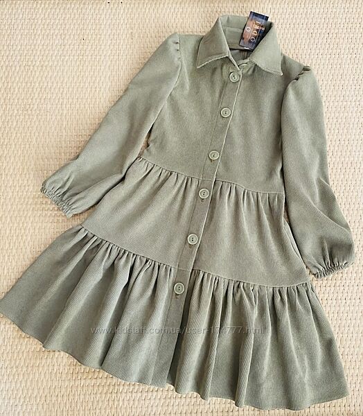 Дитяча сукня вельветова оливкова для дівчинки розмір 116.