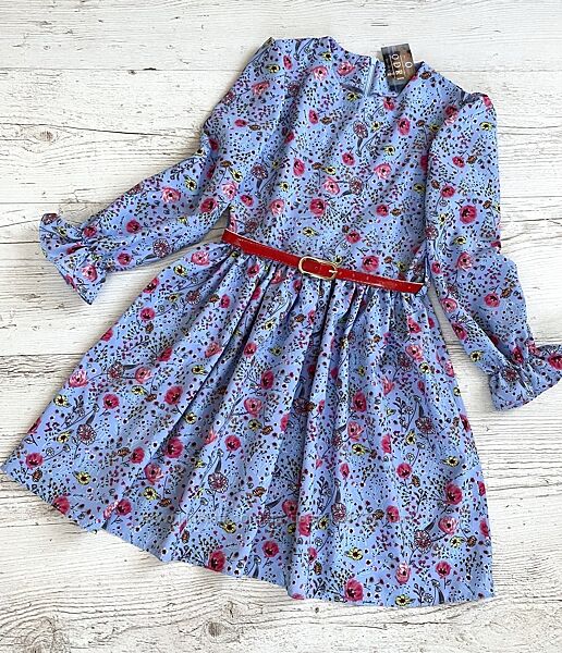 Дитяча сукня блакитна квіткова для дівчинки розмір 134,146.