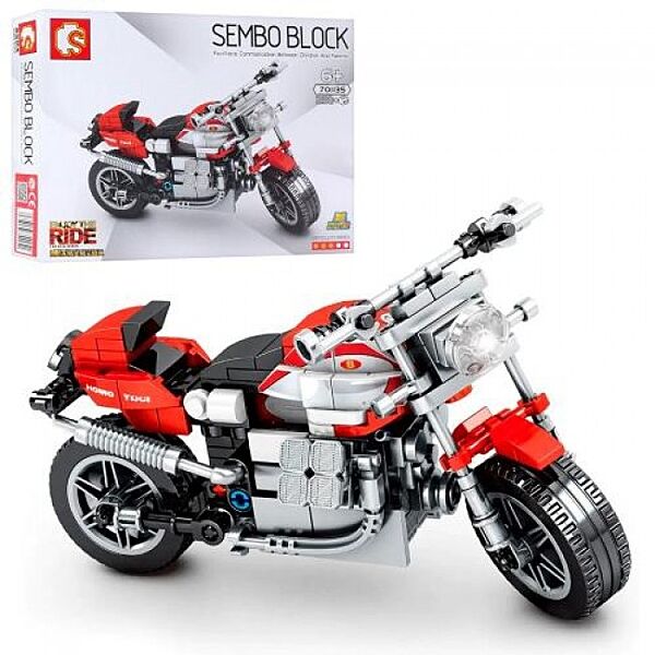 Конструктор 701135 Sembo Block Мотоцикл красный, 238 деталь