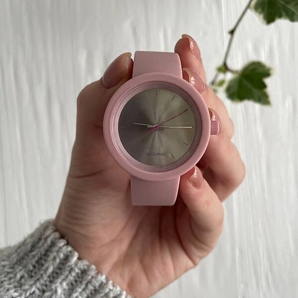 Женские силиконовые часы-конструктор actimer, пудровый ремешок, циферблат Metallic pink