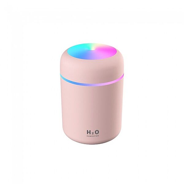 Мини USB увлажнитель воздуха H2O RGB 300мл, розовый