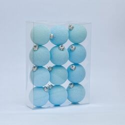 Набор ёлочных игрушек из ниточных шариков 6,5 см, 12 шт Голубой