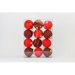 Набор ёлочных игрушек из ниточных шариков 6,5 см, 12 шт Красный микс