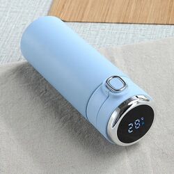Умный термос с датчиком температуры и дисплеем Vacuum 420 мл - голубой