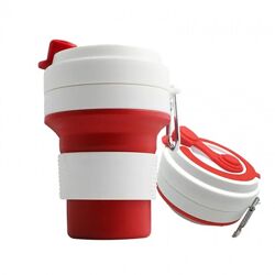 Складная кружка 350 мл, eco cup с карабином, красная