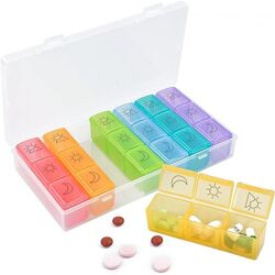 Органайзер для таблеток - таблетница со сьемными ячейками Case 7х3, радужная