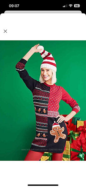 Светр-туніка жіноча з новорічним принтом, esmara, розмір евро l 44-46