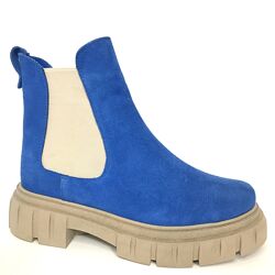 Новые весенние ботиночки яркие 37р замшевые демисезонные челси синие