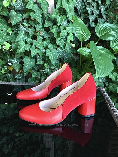 Новые удобные туфли лодочки на каблуке 6 см красные 36 р женские 