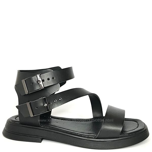 Новые женские босоножки римлянки летние 37 р с пряжкой низкий ход кожаные