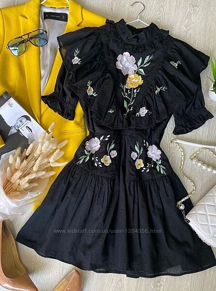 Чорна бавовняна сукня з вишивкою Reclaimed Vintage, рр 10.