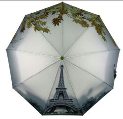  Зонт женский Париж  автомат антиветер осенние листья.