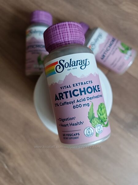 Артишок Solaray, Экстракт из листьев артишока, 300 мг, 60 капсул