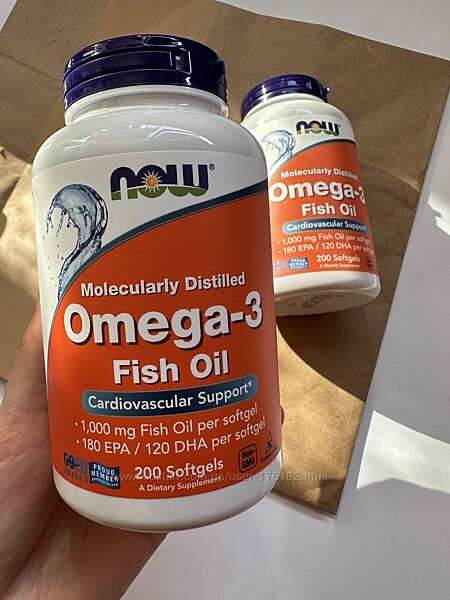 Омега-3 омега Рыбий жир Омега-3 США 200 капсул Now Foods
