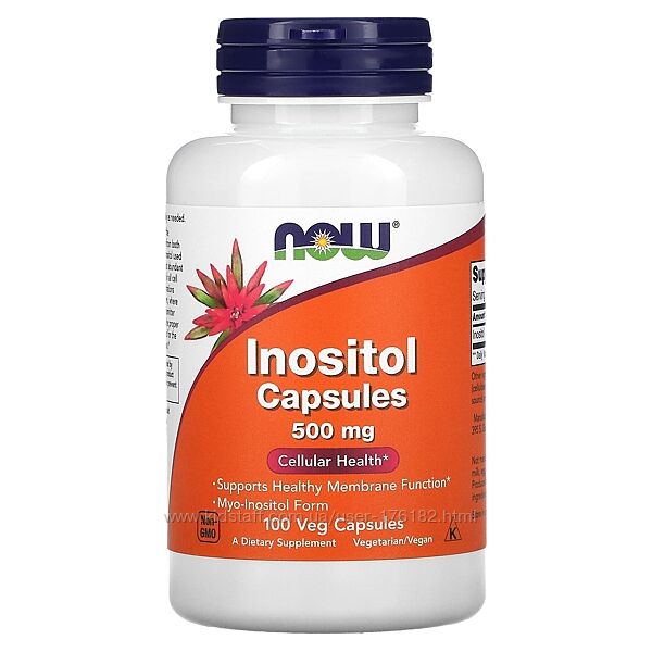 Інозітол NOW Foods, інозитол, инозитол 500 мг, 100 капсул