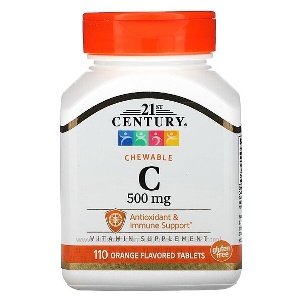 Витамин С 21st Century вітамін C апельсиновий смак 500 мг110 таблеток
