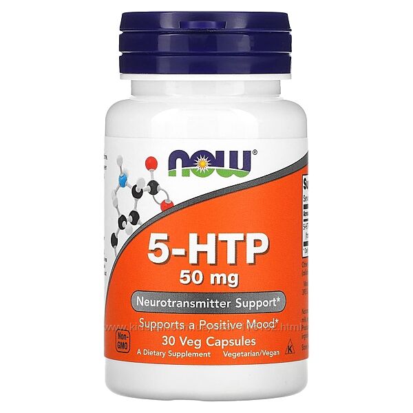 5HTP NOW Foods, 5- гідрокситриптофан 50 мг, 30 капсул США