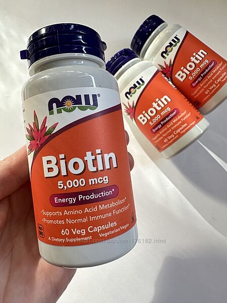 Биотин NOW Foods, біотин, 5000 мкг, 60 капсул