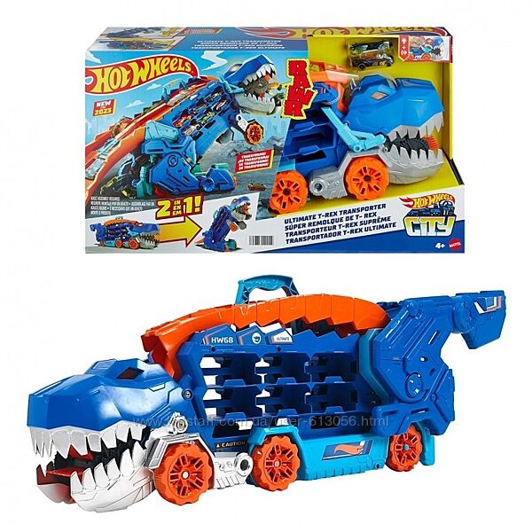 Мега-транспортер Невероятный Ти-рекс 2 в 1 Hot Wheels  T-Rex HNG50