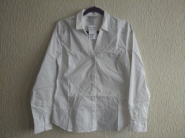 Новая белая в мелкий горошек рубашка H&M, р.40, Бангладеш