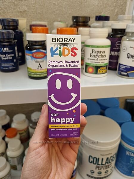Bioray, NDF Счастье, выводит микроорганизмы и токсины, для детей, 60 мл