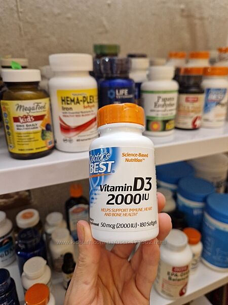 Doctor´s Best, витамин D3, 50 мкг 2000 МЕ, 180 капсул