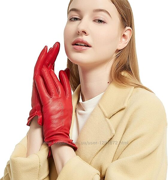 Рукавички шкіряні жіночі/утеплені вовною/австрія&92р.7-8