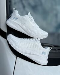 Невагомі текстильні білосніжні кросівки skechers /сша/