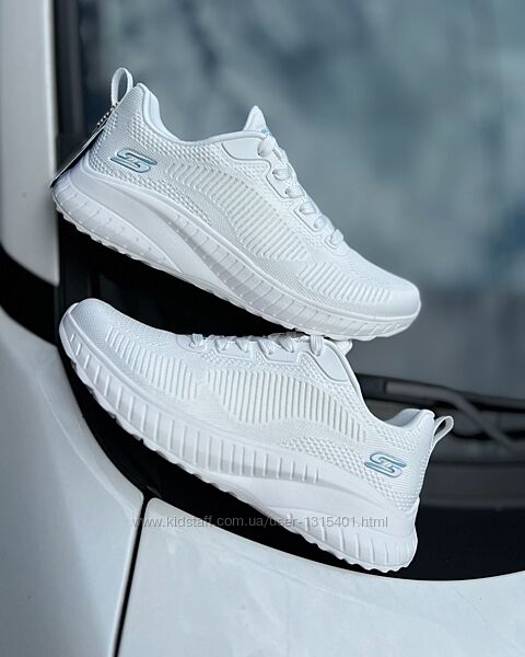 Невагомі текстильні білосніжні кросівки skechers /сша/