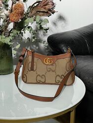 Стильна жіноча сумка Gucci Aphrodite Shoulder Bag Brown Textile Арт 13050