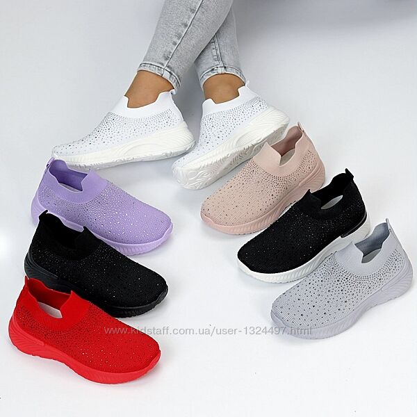 Легкі текстильні жіночі кросівки у стразах колір на вибір  Код 20398