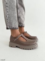 Літні жіночі туфлі бежеві шкіряні на легкій підошві  Код 11526 