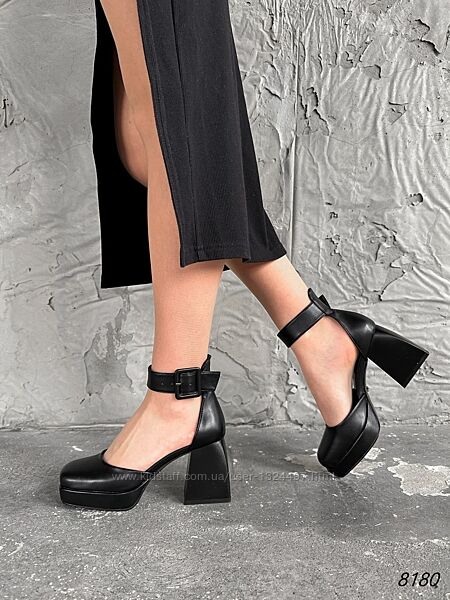 Туфлі жіночі Merica чорні екошкіра преміум якості   Код 8180 
