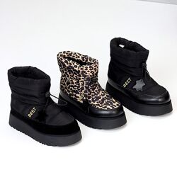 Ефектні модні дутики з фіксатором на потовщеній підошві  Код 23225